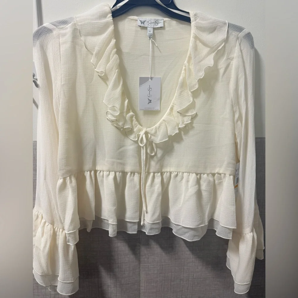 Jessica Simpson Cream Ruffle Blouse - Picture 4 of 9